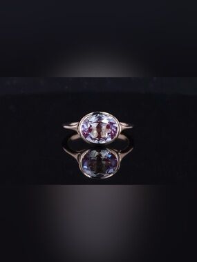 10K Gold Alexandrite East West Ring + Earrings | 8x10mm Oval | Jewelry Set